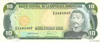 Dominican Republic 10 Pesos, 1990 obverse