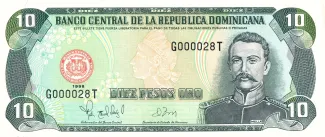Dominican Republic 10 Pesos, 1996-1998 obverse