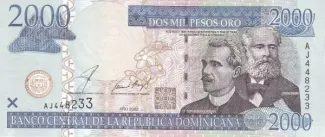 Dominican Republic 2.000 Pesos, 2002-2004 obverse