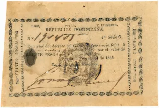Dominican Republic 20 Pesos, 1865