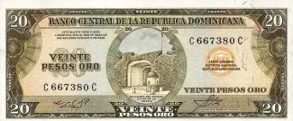 Dominican Republic 20 Pesos, 1964-1974 obverse