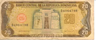 Dominican Republic 20 Pesos, 1990 obverse