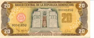 Dominican Republic 20 Pesos, 1997-1998 obverse