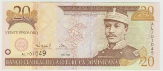 Dominican Republic 20 Pesos, 2000 obverse