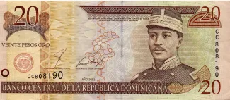 Dominican Republic 20 Pesos, 2001-2004 obverse