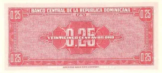 Dominican Republic 25 Centavos, 1961 reverse