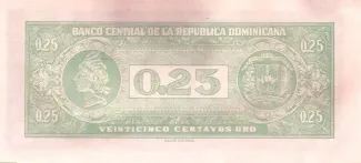 Dominican Republic 25 Centavos, 1961 reverse