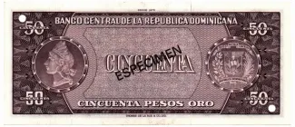 Dominican Republic 50 Pesos, 1975-1976 reverse