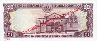 Dominican Republic 50 Pesos, 1988-1990 reverse