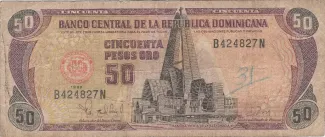 Dominican Republic 50 Pesos, 1997-1998 obverse