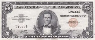 Dominican Republic 5 Pesos, 1947 obverse
