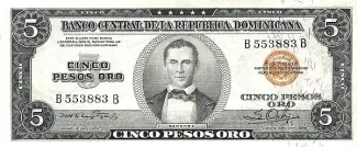 Dominican Republic 5 Pesos, 1952 obverse