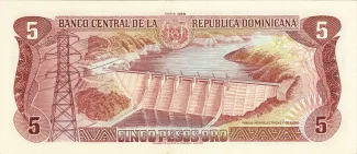 Dominican Republic 5 Pesos, 1978-1988 reverse