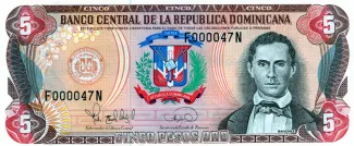 Dominican Republic 5 Pesos, 1995 obverse