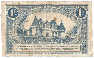 French notgeld 1 Franc, 1920 reverse