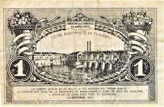 French notgeld 1 Franc, 1921 reverse