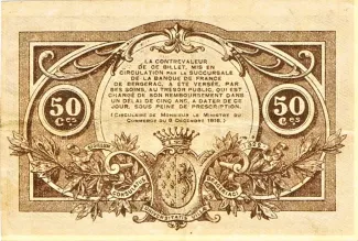 French notgeld 50 Centimes, 1917 reverse