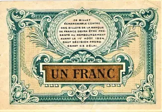 French notgeld 1 Franc, 1921 reverse