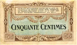 French notgeld 50 Centimes, 1921 reverse