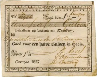 Dutch Caribbean 1/2 Gulden, 1827 obverse