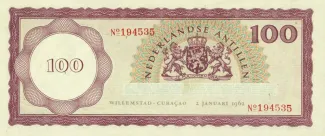 Dutch Caribbean 100 Gulden, 1962 reverse