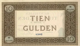 Dutch Caribbean 10 Gulden, 1894-1898 reverse
