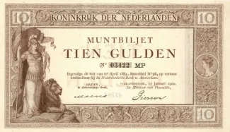 Dutch Caribbean 10 Gulden, 1900-1903 obverse