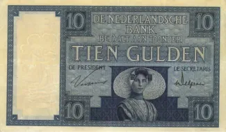 Dutch Caribbean 10 Gulden, 1924-1932 obverse