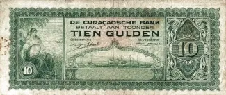 Dutch Caribbean 10 Gulden, 1943 obverse