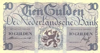 Dutch Caribbean 10 Gulden, 1945 obverse