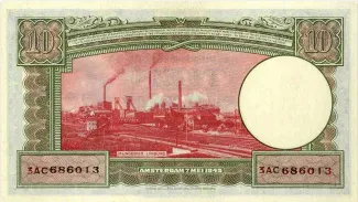 Dutch Caribbean 10 Gulden, 1945 reverse