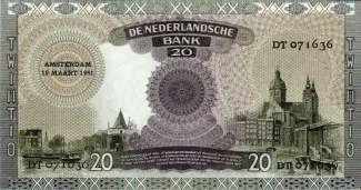 Dutch Caribbean 20 Gulden, 1939-1941 reverse