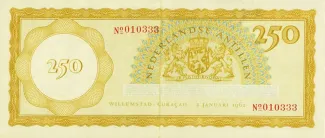 Dutch Caribbean 250 Gulden, 1962 reverse