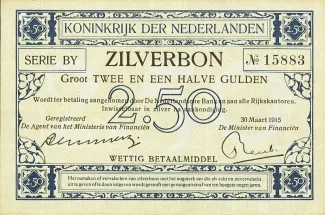 Dutch Caribbean 2.5 Gulden, 1915-1917 obverse
