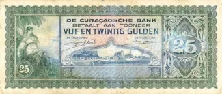 Dutch Caribbean 25 Gulden, 1943 obverse