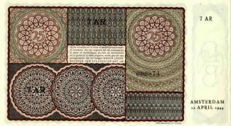 Dutch Caribbean 25 Gulden, 1943-1944 reverse