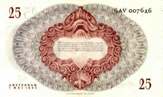 Dutch Caribbean 25 Gulden, 1945 reverse