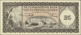 Dutch Caribbean 25 Gulden, 1954-1960 obverse