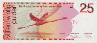 Dutch Caribbean 25 Gulden, 1986-1994 obverse