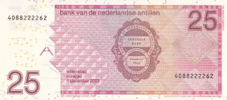 Dutch Caribbean 25 Gulden, 1998-2016 reverse