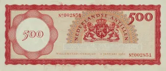 Dutch Caribbean 500 Gulden, 1962 reverse