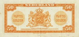 Dutch Caribbean 50 Gulden - Wilhelmina "facing left", 1943 reverse