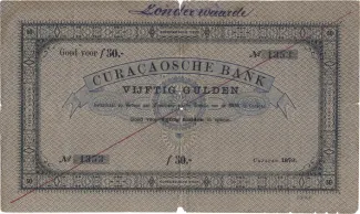 Dutch Caribbean 50 Gulden, 1879-1913                (1879-1914) obverse