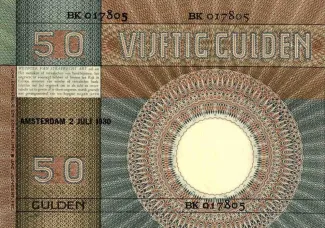Dutch Caribbean 50 Gulden, 1929-1931 reverse