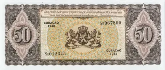 Dutch Caribbean 50 Gulden, 1948 reverse