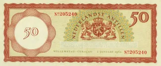 Dutch Caribbean 50 Gulden, 1962 reverse