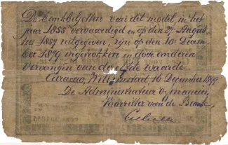 Dutch Caribbean 5 Gulden, 1855 reverse