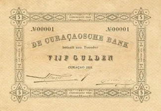 Dutch Caribbean 5 Gulden, 1918-1920 obverse