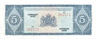 Dutch Caribbean 5 Gulden, 1943 reverse