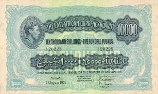 East Africa 10.000 Shillings / 500 Pounds - George VI, 1939-1951 obverse